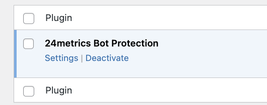 Screenshot of 24metrics Bot Protection plugin